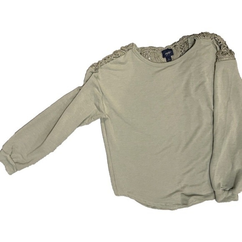 Ladies XL sweater shirt long sleeve scoop neck color Seagrass by Daytrip crochet